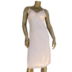 Vintage BESTFORM Antron 3 Nylon embroidered & lace light Pink Slip Dress size 36